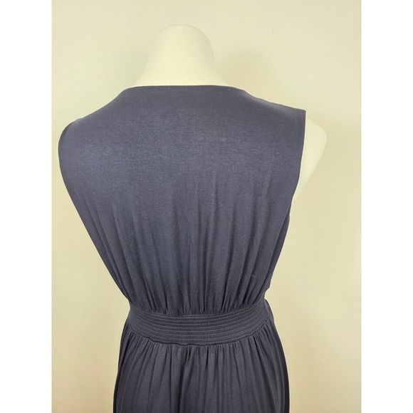 Boden Paloma Jersey Maxi Dress Navy Blue V Neck Smocked Waist Sleeveless Size 8L - Picture 5 of 7